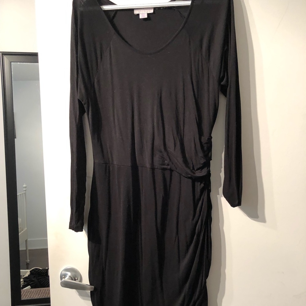 1.state jersey knit black dress with rouching XL